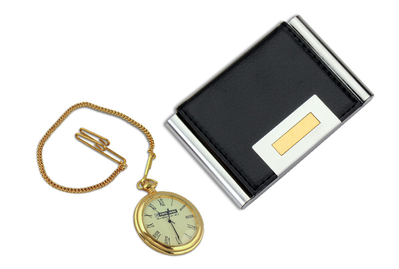 Visiting Card Holder with Pocket Watch